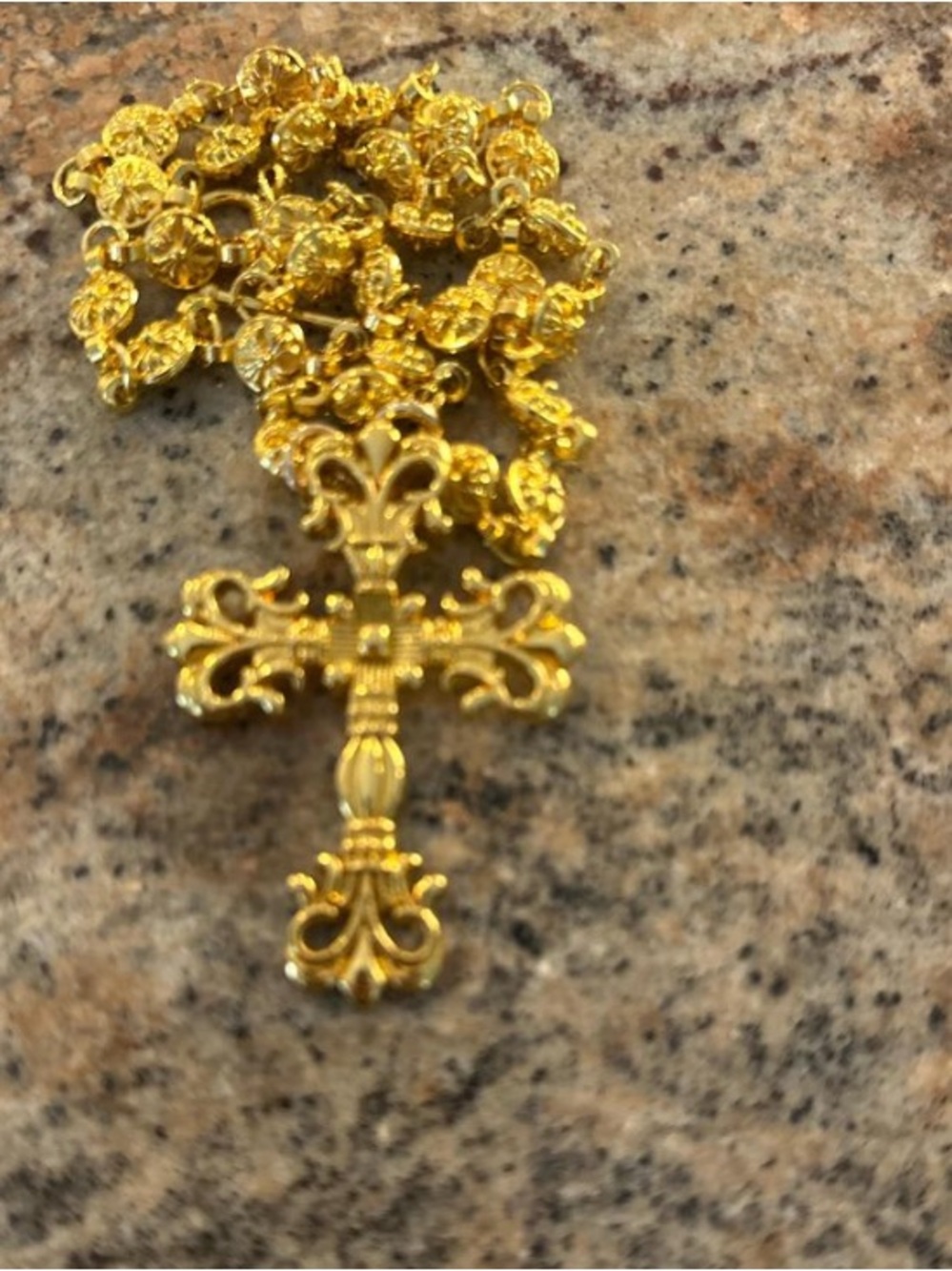 Gold Ornate Cross Pendant Necklace - Women Jewelry